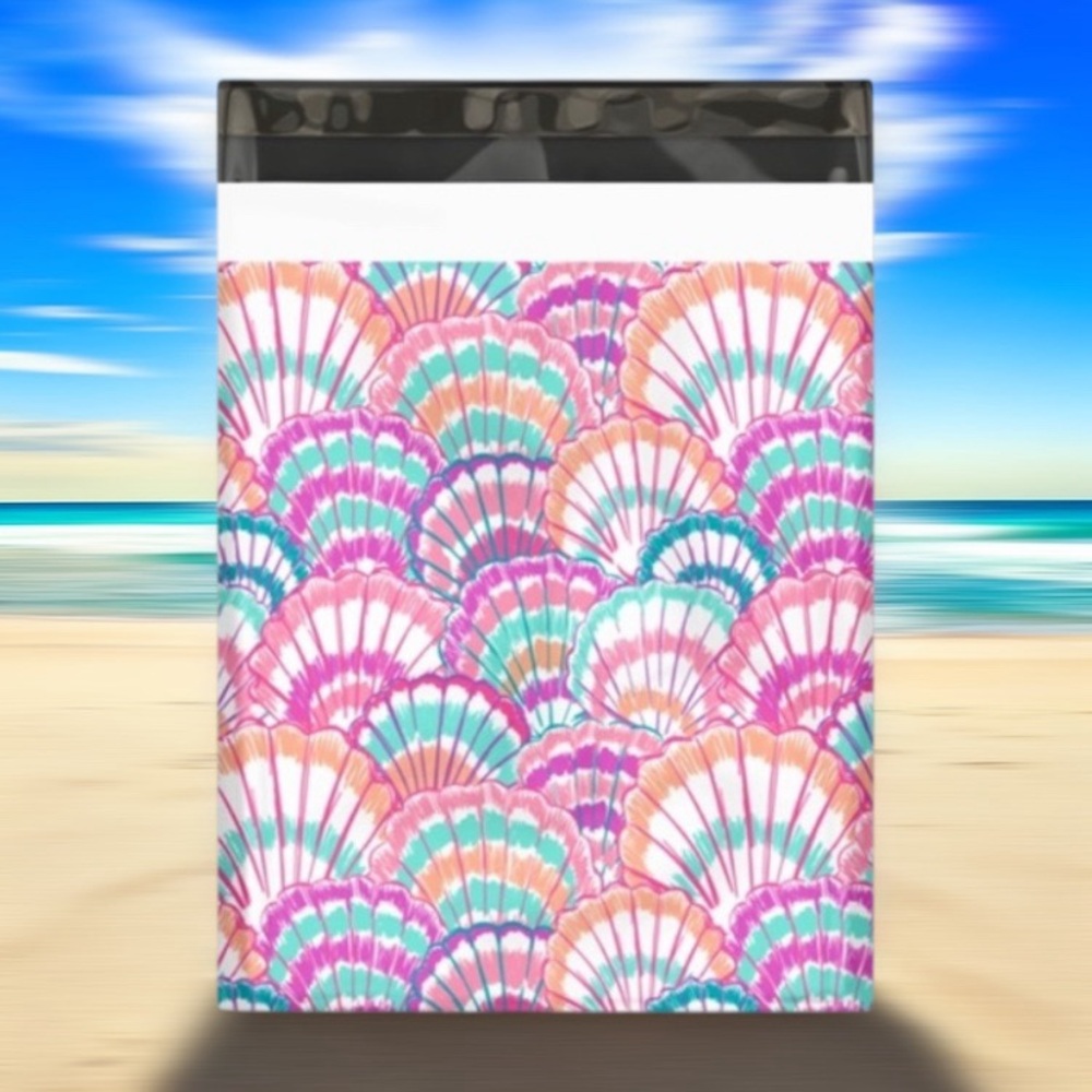 25 10X13 Poly Mailers Seashell Shells Flat Mailers PRICE IS FIRM - Picture 4 of 7